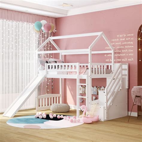 bunk bed with slide and stairs|bunk bed with slide girl.